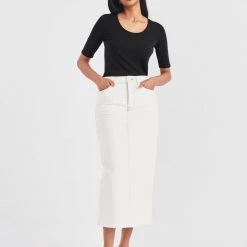 White + Warren Cotton Modal Elbow Sleeve Scoopneck Tee