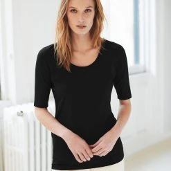 White + Warren Cotton Modal Elbow Sleeve Scoopneck Tee