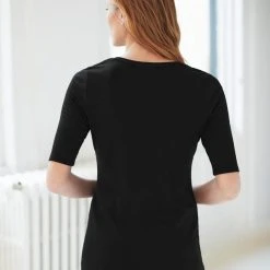 White + Warren Cotton Modal Elbow Sleeve Scoopneck Tee