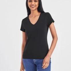 White + Warren Cotton Modal V Neck Tee