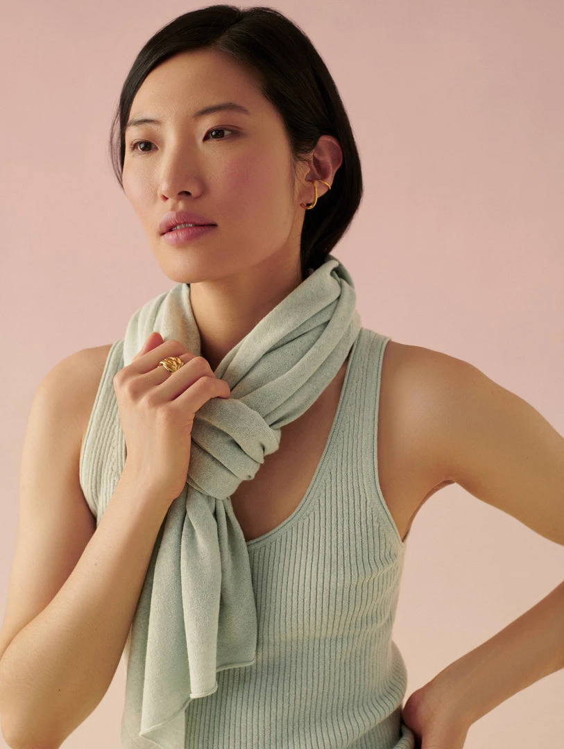 White + Warren Linen Blend Ribbed Tank