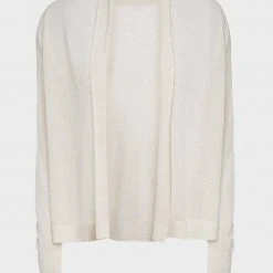 White + Warren Linen Blend Cropped Open Cardigan Celebration Shop