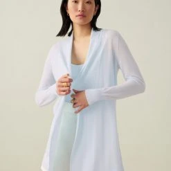 White + Warren Linen Blend Open Cardigan