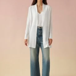 White + Warren Linen Blend Open Cardigan Celebration Shop