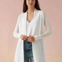 White + Warren Linen Blend Open Cardigan Celebration Shop