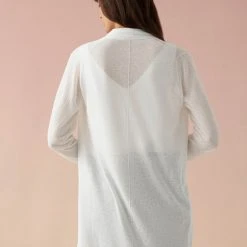 White + Warren Linen Blend Open Cardigan Celebration Shop