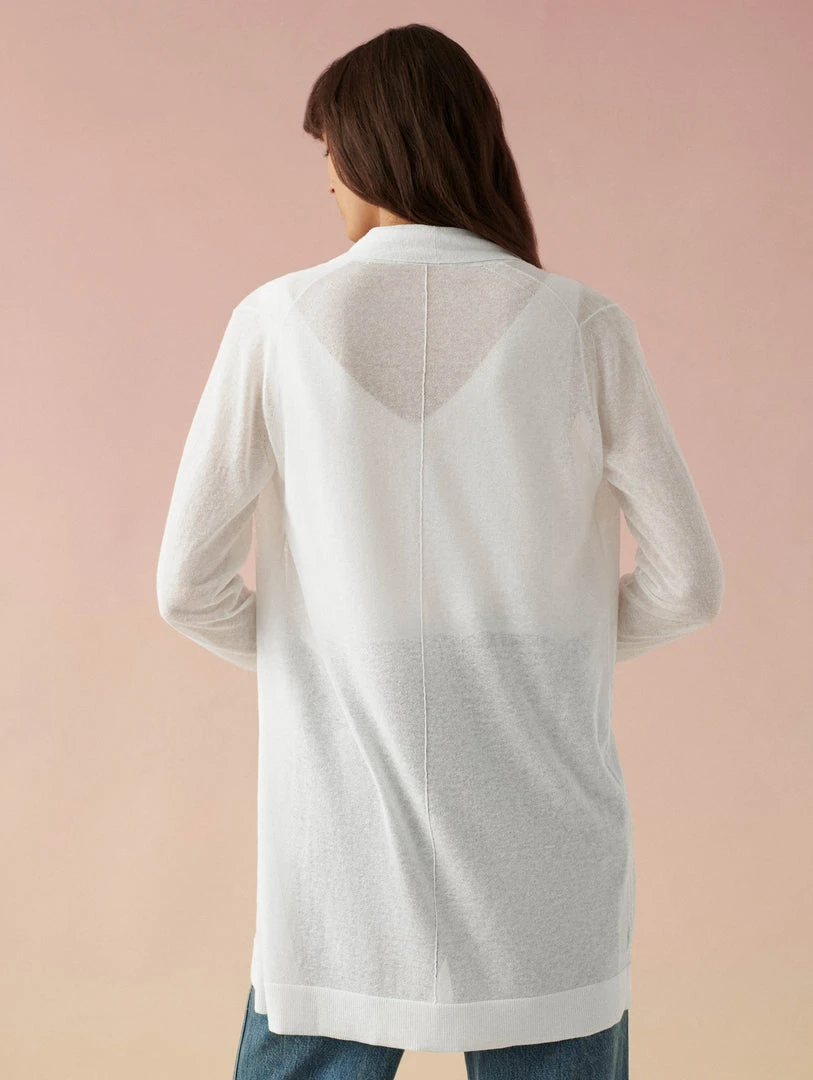 White + Warren Linen Blend Open Cardigan Celebration Shop