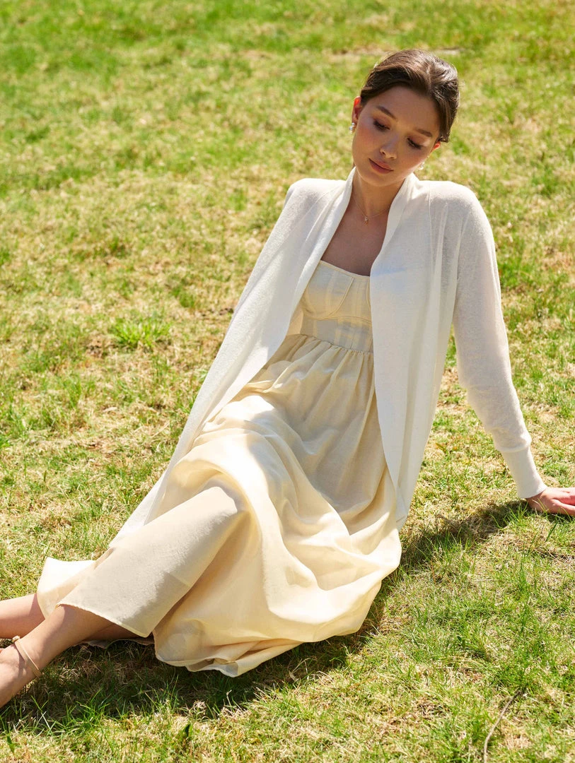 White + Warren Linen Blend Open Cardigan Celebration Shop