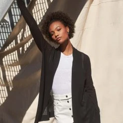 White + Warren Linen Blend Open Cardigan Cardigans