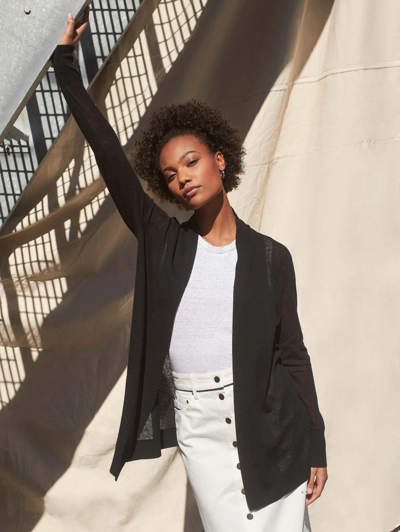 White + Warren Linen Blend Open Cardigan Cardigans