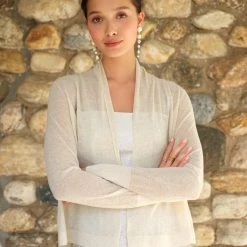 White + Warren Linen Blend Cropped Open Cardigan Celebration Shop