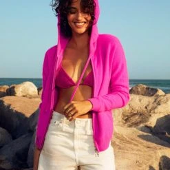 White + Warren Cashmere Zip Up Hoodie Almost Gone