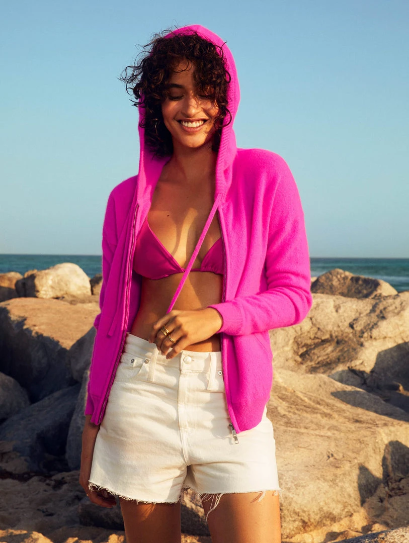 White + Warren Cashmere Zip Up Hoodie Almost Gone