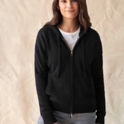 White + Warren Almost Gone Cashmere Zip Up Hoodie