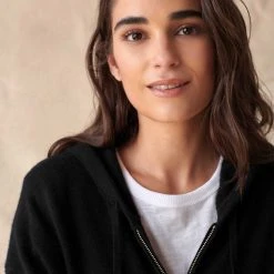 White + Warren Almost Gone Cashmere Zip Up Hoodie