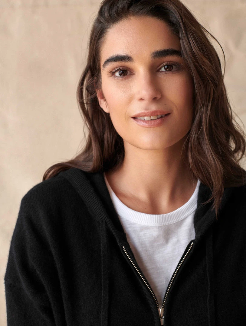 White + Warren Almost Gone Cashmere Zip Up Hoodie