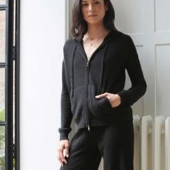 White + Warren Almost Gone Cashmere Zip Up Hoodie