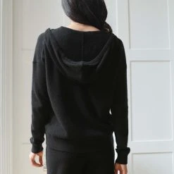 White + Warren Almost Gone Cashmere Zip Up Hoodie