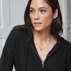 White + Warren Almost Gone Cashmere Zip Up Hoodie