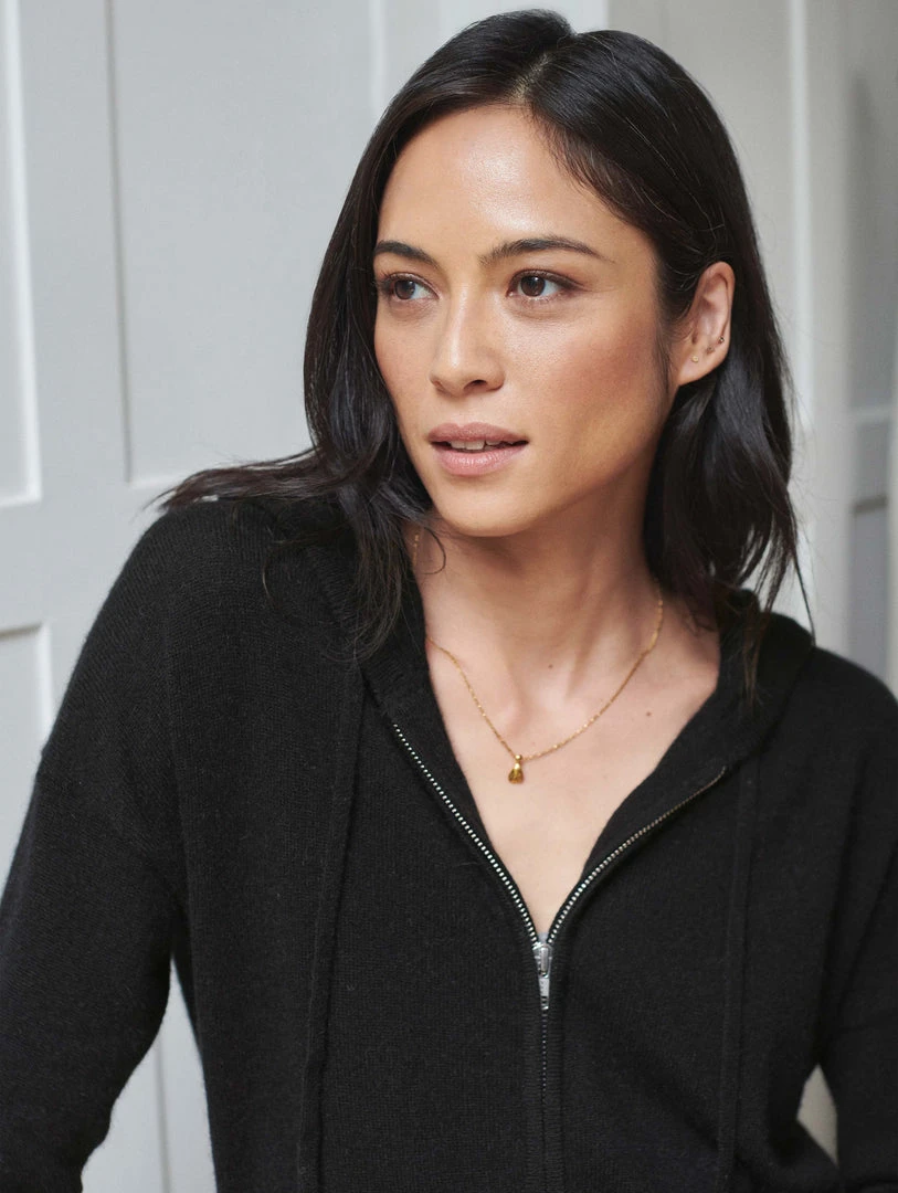 White + Warren Almost Gone Cashmere Zip Up Hoodie