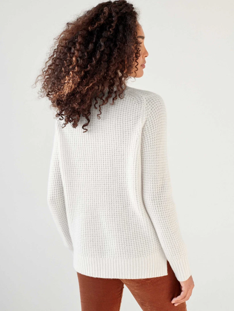 White + Warren Almost Gone Cashmere Waffle Standneck