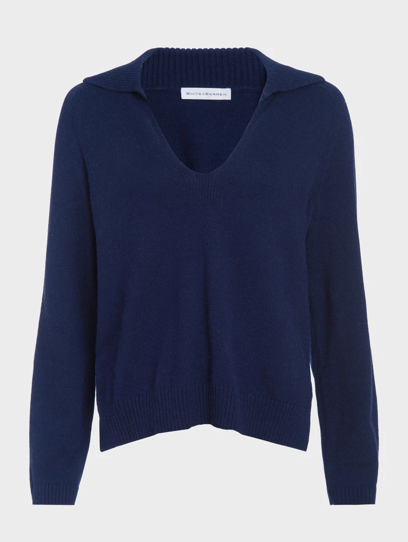 White + Warren Cotton Long Sleeve Polo Almost Gone