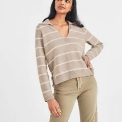 White + Warren Pattern Shop Cotton Long Sleeve Polo