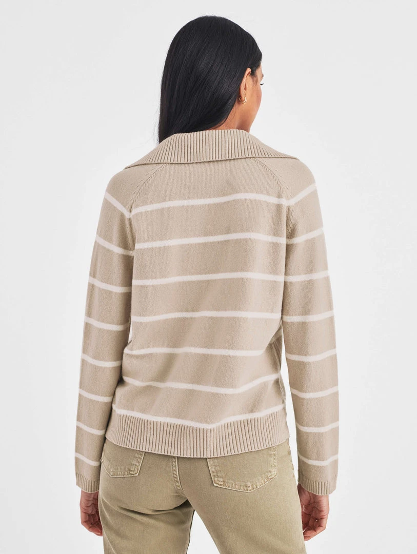 White + Warren Pattern Shop Cotton Long Sleeve Polo