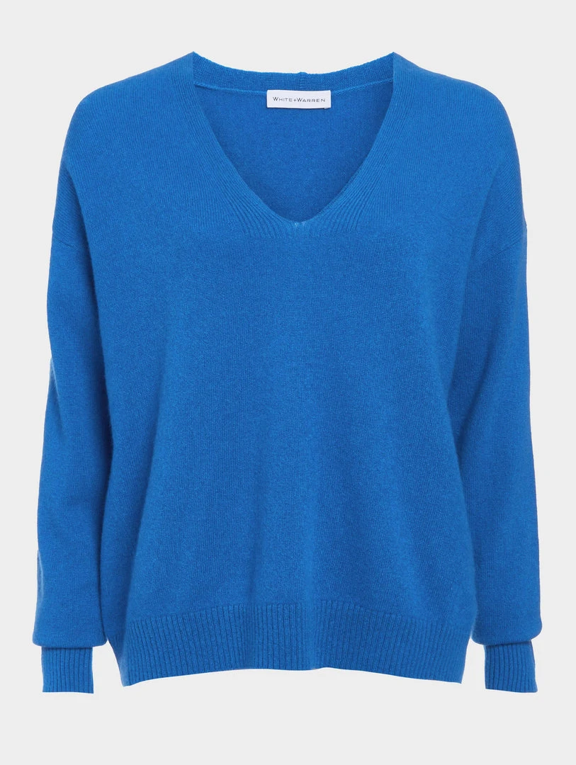 White + Warren Sweaters Cashmere Relaxed V Neck