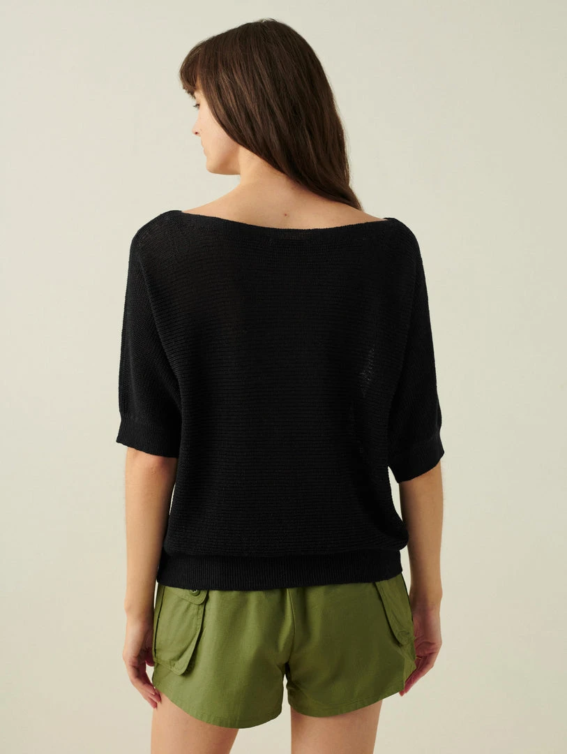 White + Warren Vacation Wardrobe Linen Off Shoulder Tee