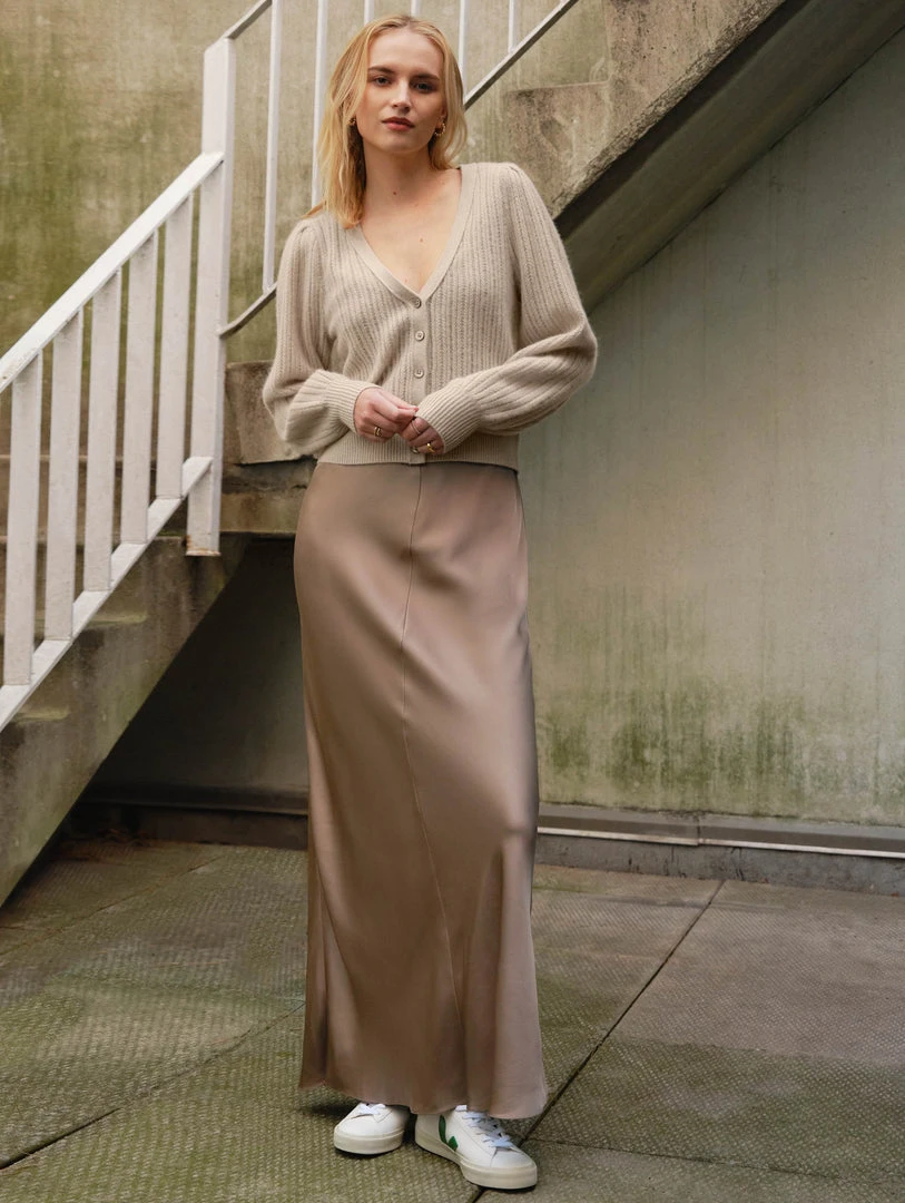 White + Warren Cashmere Blouson Sleeve Cardigan