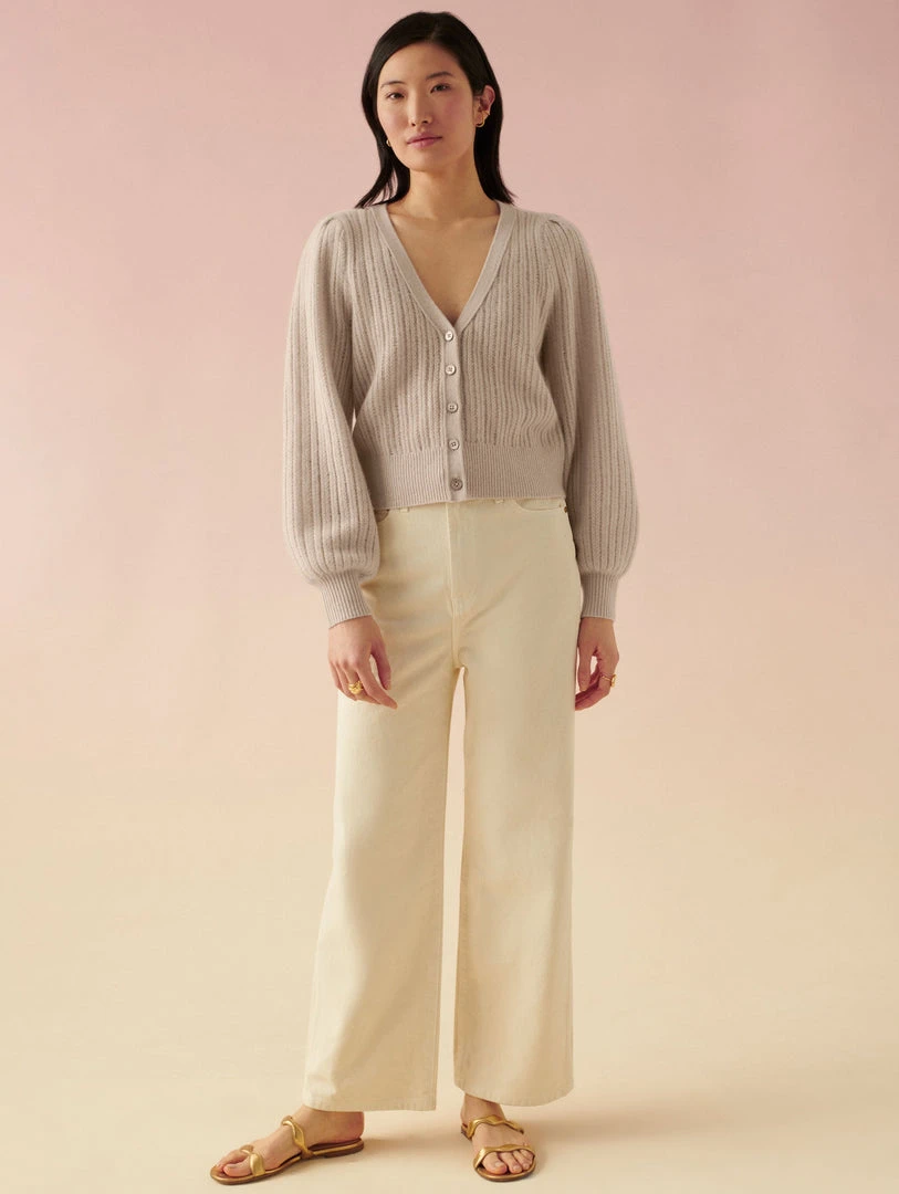 White + Warren Cashmere Blouson Sleeve Cardigan