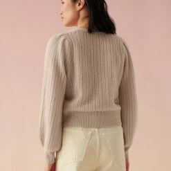 White + Warren Cashmere Blouson Sleeve Cardigan