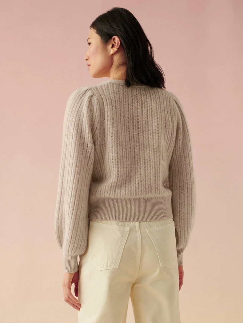 White + Warren Cashmere Blouson Sleeve Cardigan