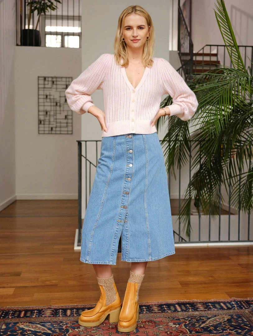 White + Warren Cashmere Blouson Sleeve Cardigan