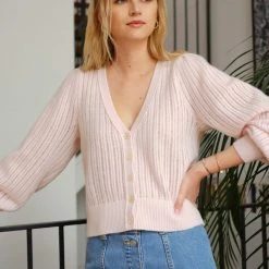 White + Warren Cashmere Blouson Sleeve Cardigan