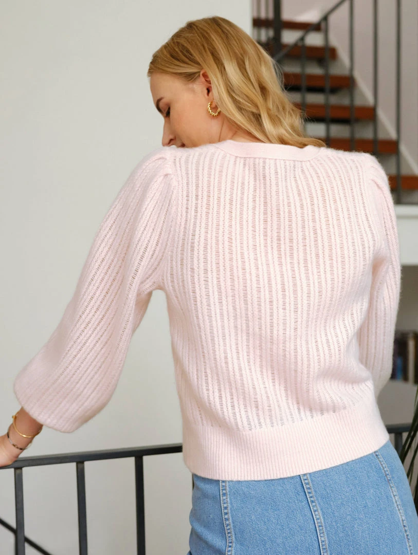 White + Warren Cashmere Blouson Sleeve Cardigan