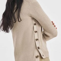 White + Warren Cotton Side Button Crewneck