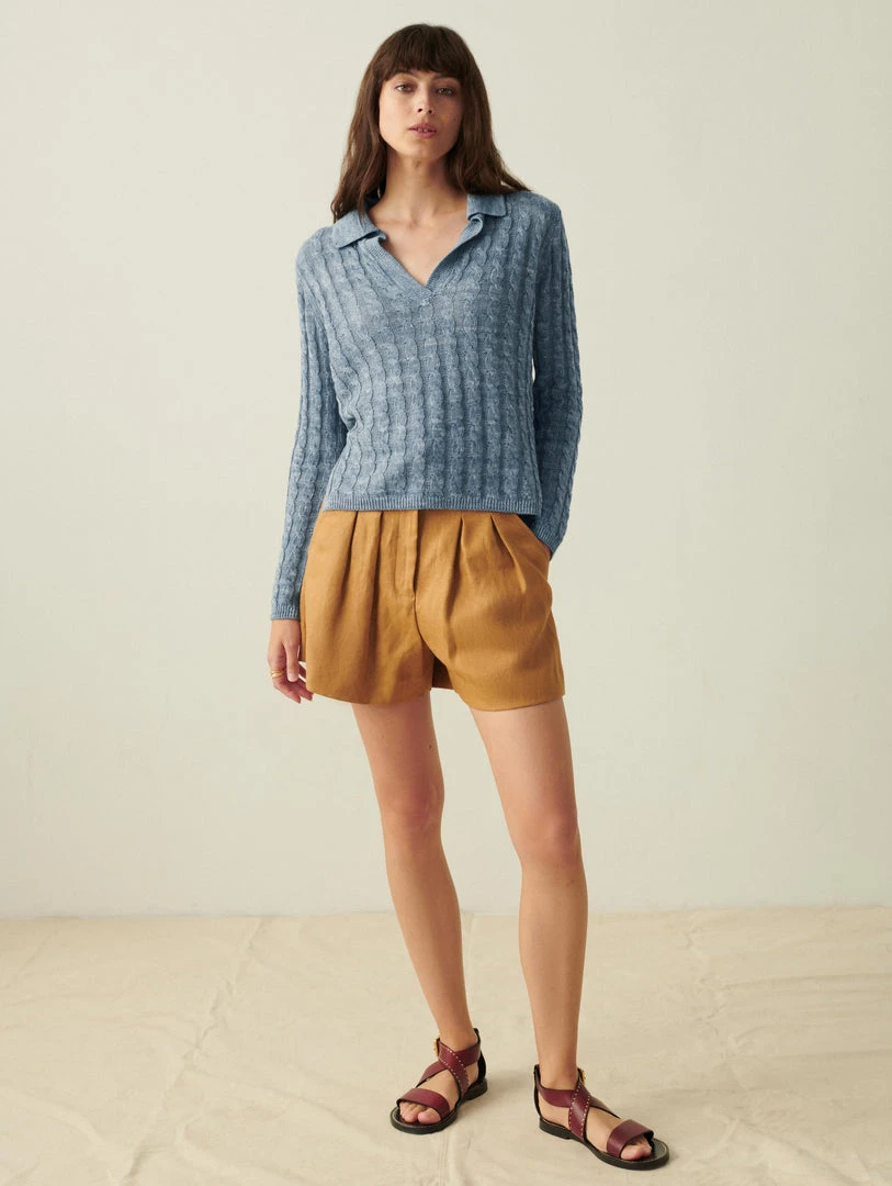 White + Warren Linen Cable Polo Vacation Wardrobe