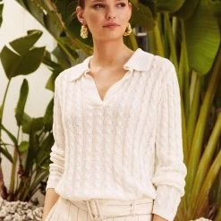 White + Warren Linen Cable Polo Vacation Wardrobe