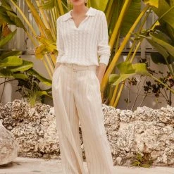 White + Warren Linen Cable Polo Vacation Wardrobe