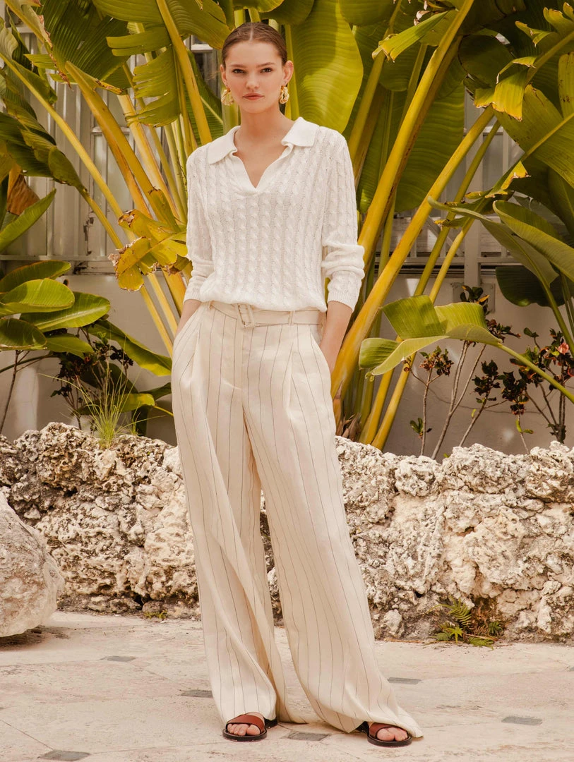 White + Warren Linen Cable Polo Vacation Wardrobe