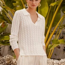 White + Warren Linen Cable Polo Vacation Wardrobe