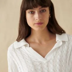 White + Warren Linen Cable Polo Vacation Wardrobe