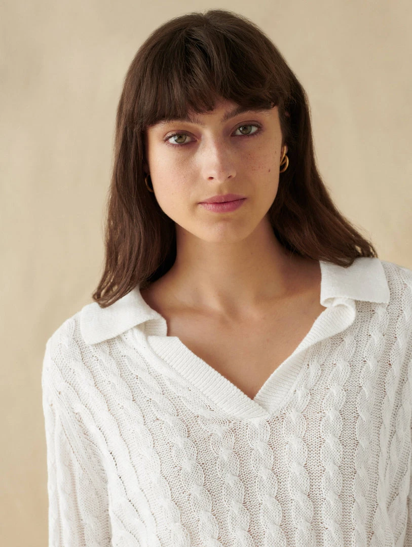White + Warren Linen Cable Polo Vacation Wardrobe