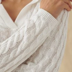 White + Warren Linen Cable Polo Vacation Wardrobe