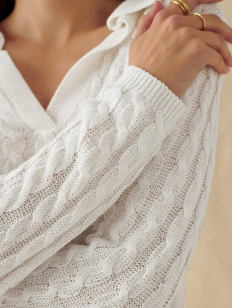 White + Warren Linen Cable Polo Vacation Wardrobe