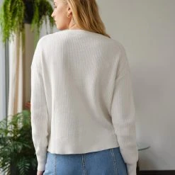 White + Warren Sweaters Cotton Multi Rib Easy Crewneck