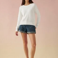 White + Warren Sweaters Cotton Multi Rib Easy Crewneck