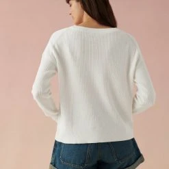 White + Warren Sweaters Cotton Multi Rib Easy Crewneck